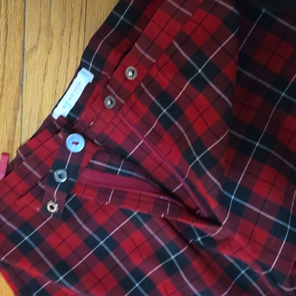 Jones New York straight leg red plaid slacks. - Picture 5 of 7